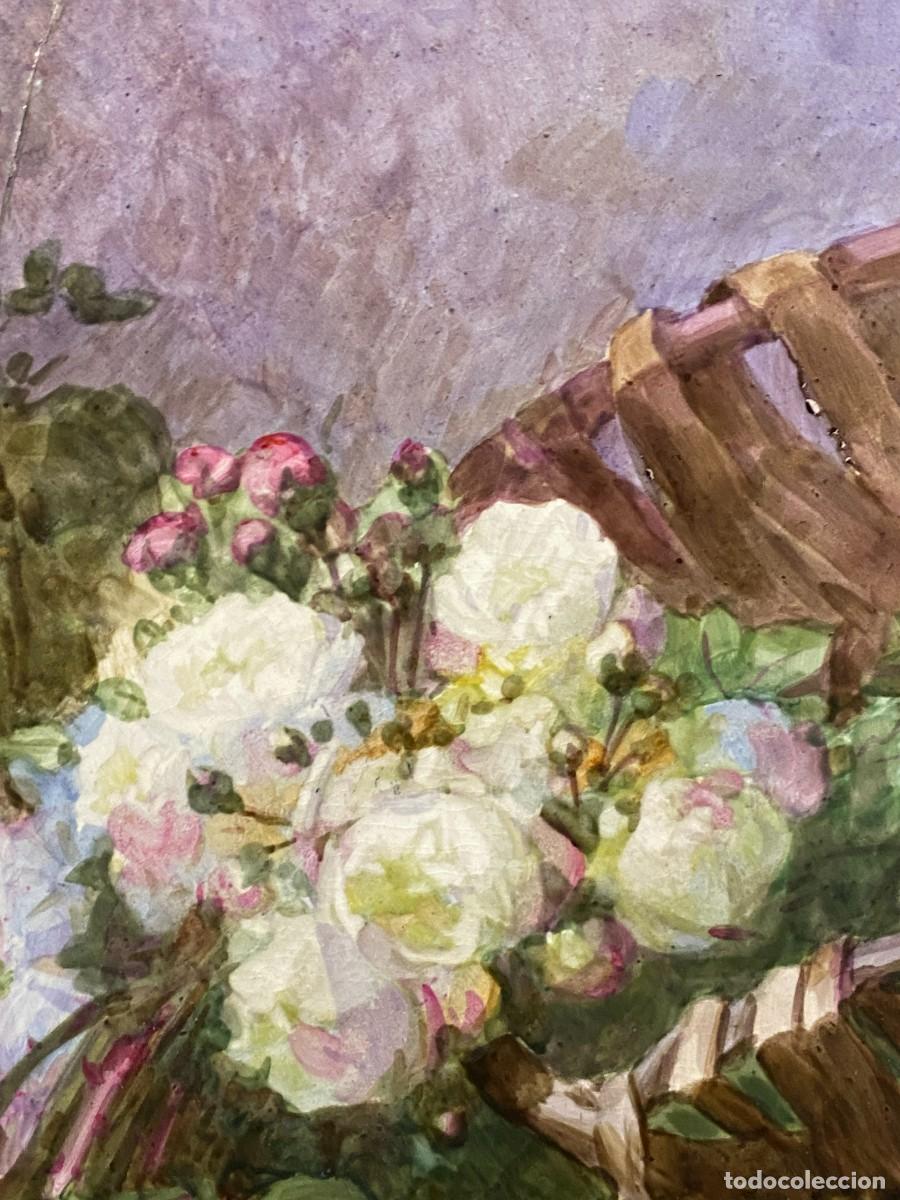 Antig&uuml;edades: MAGNIFICA PLACA DE PORCELANA DECORADA CON FLORES - Foto 5