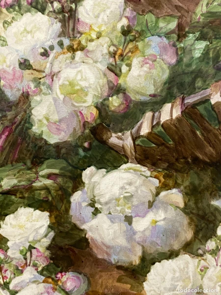 Antig&uuml;edades: MAGNIFICA PLACA DE PORCELANA DECORADA CON FLORES - Foto 6