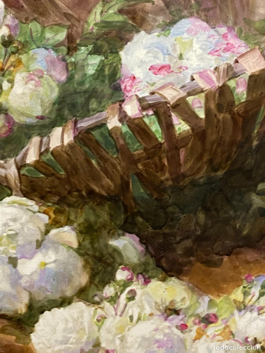 Antig&uuml;edades: MAGNIFICA PLACA DE PORCELANA DECORADA CON FLORES - Foto 7