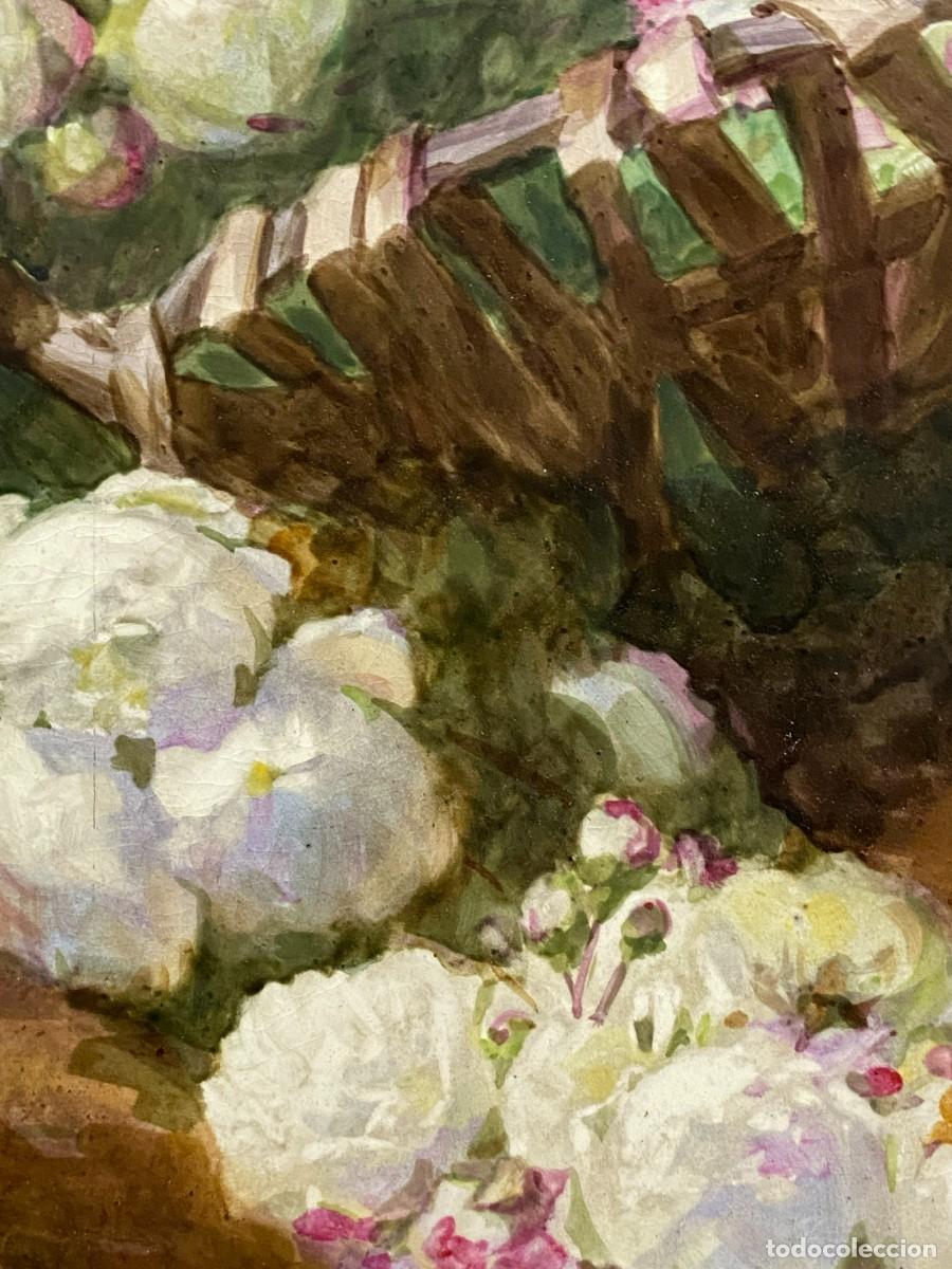 Antig&uuml;edades: MAGNIFICA PLACA DE PORCELANA DECORADA CON FLORES - Foto 12
