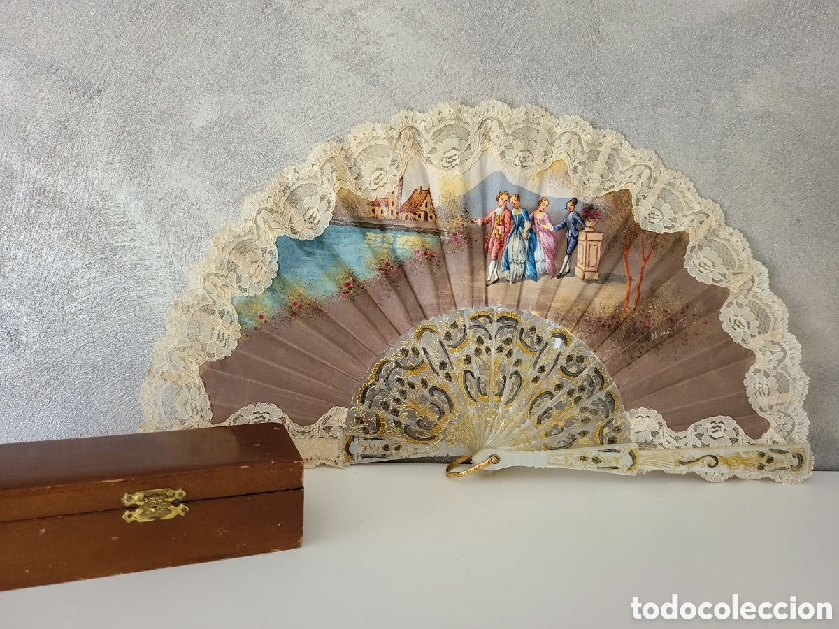 Antig&uuml;edades: ANTIGUO ABANICO CON CAJA DE MADERA - Foto 1