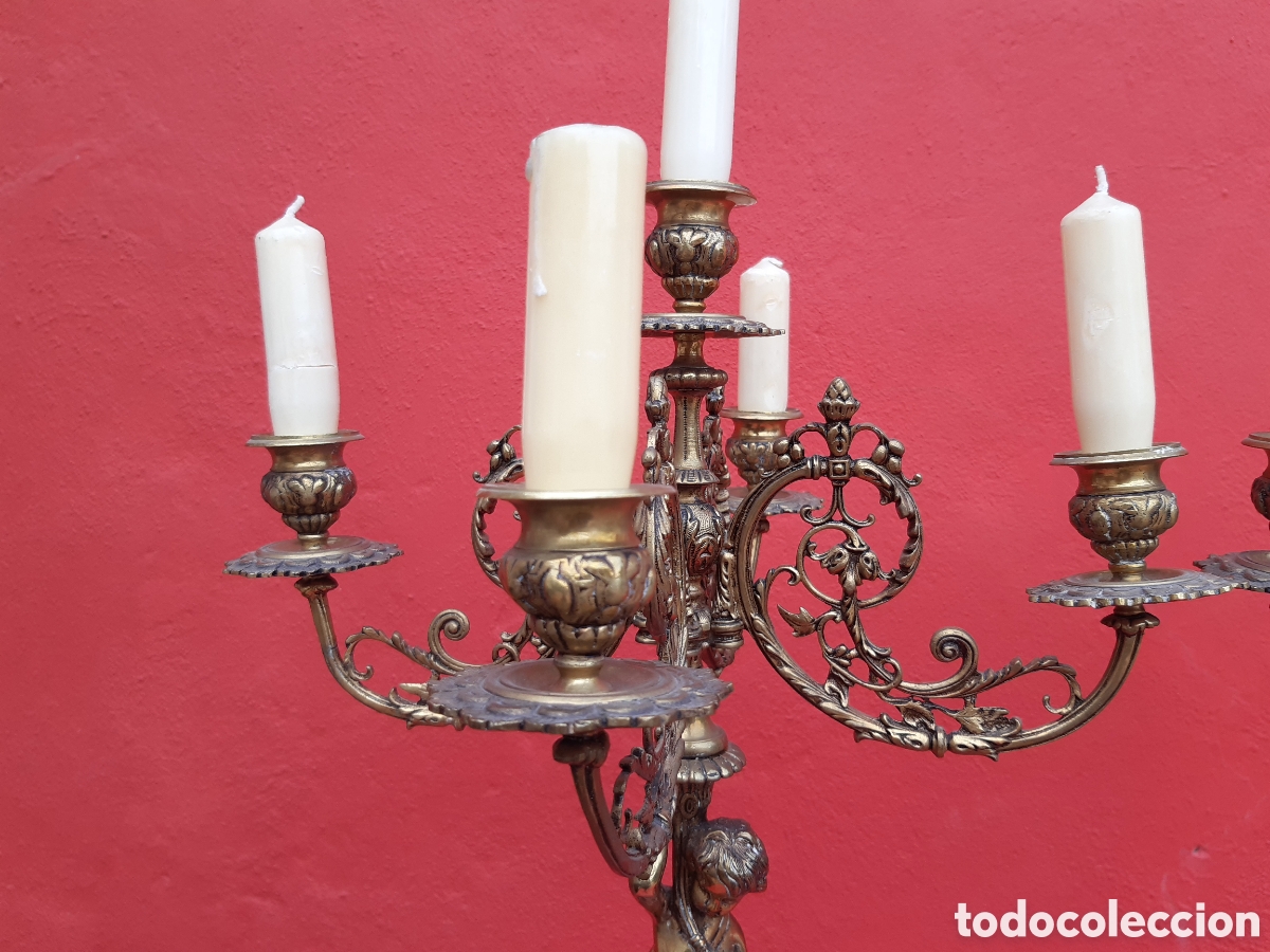 Antig&uuml;edades: CANDELABROS DE BRONCE GRANDES - Foto 4