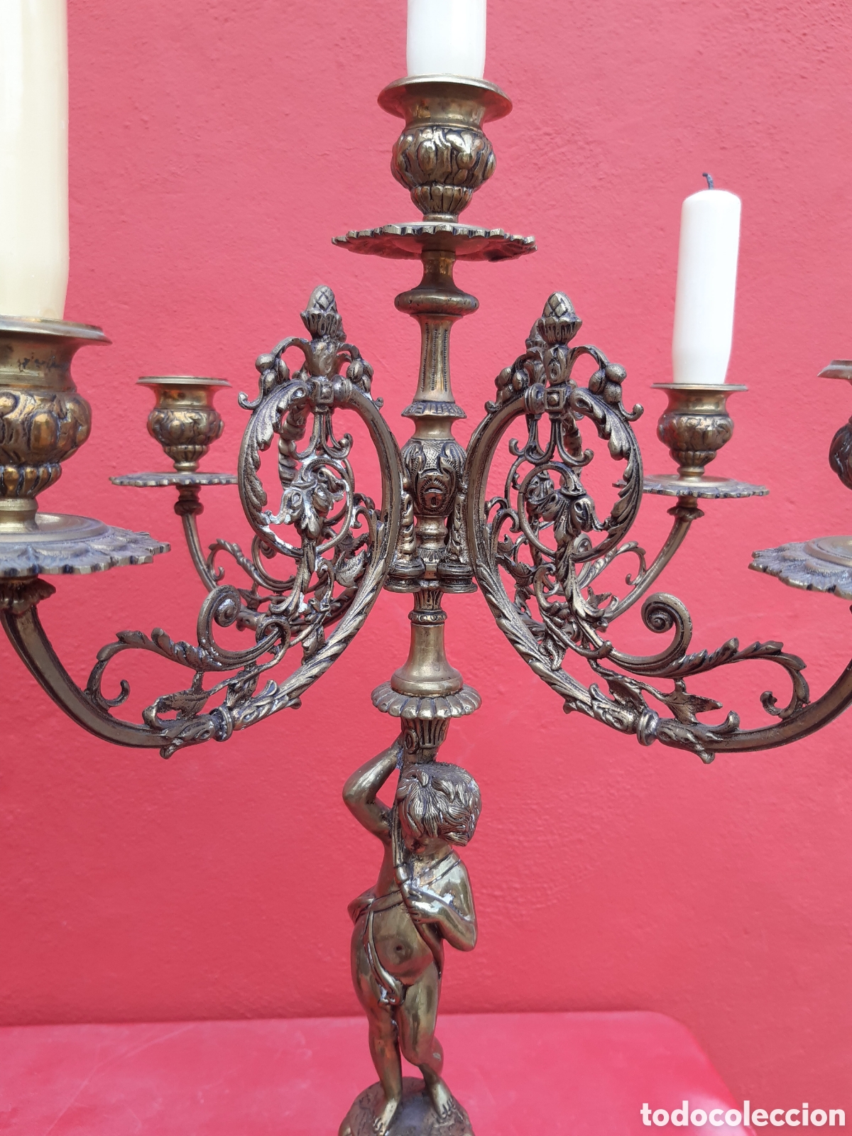 Antig&uuml;edades: CANDELABROS DE BRONCE GRANDES - Foto 9