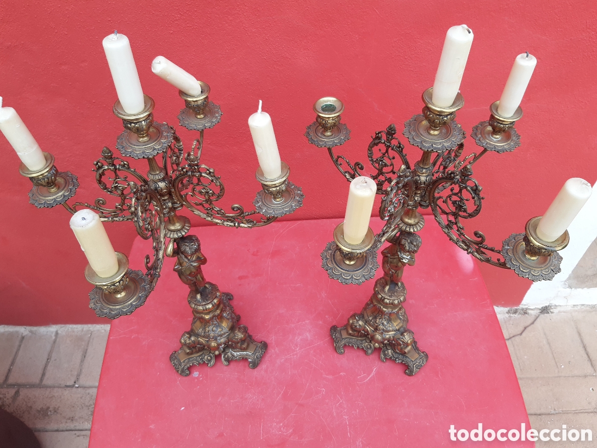 Antig&uuml;edades: CANDELABROS DE BRONCE GRANDES - Foto 10