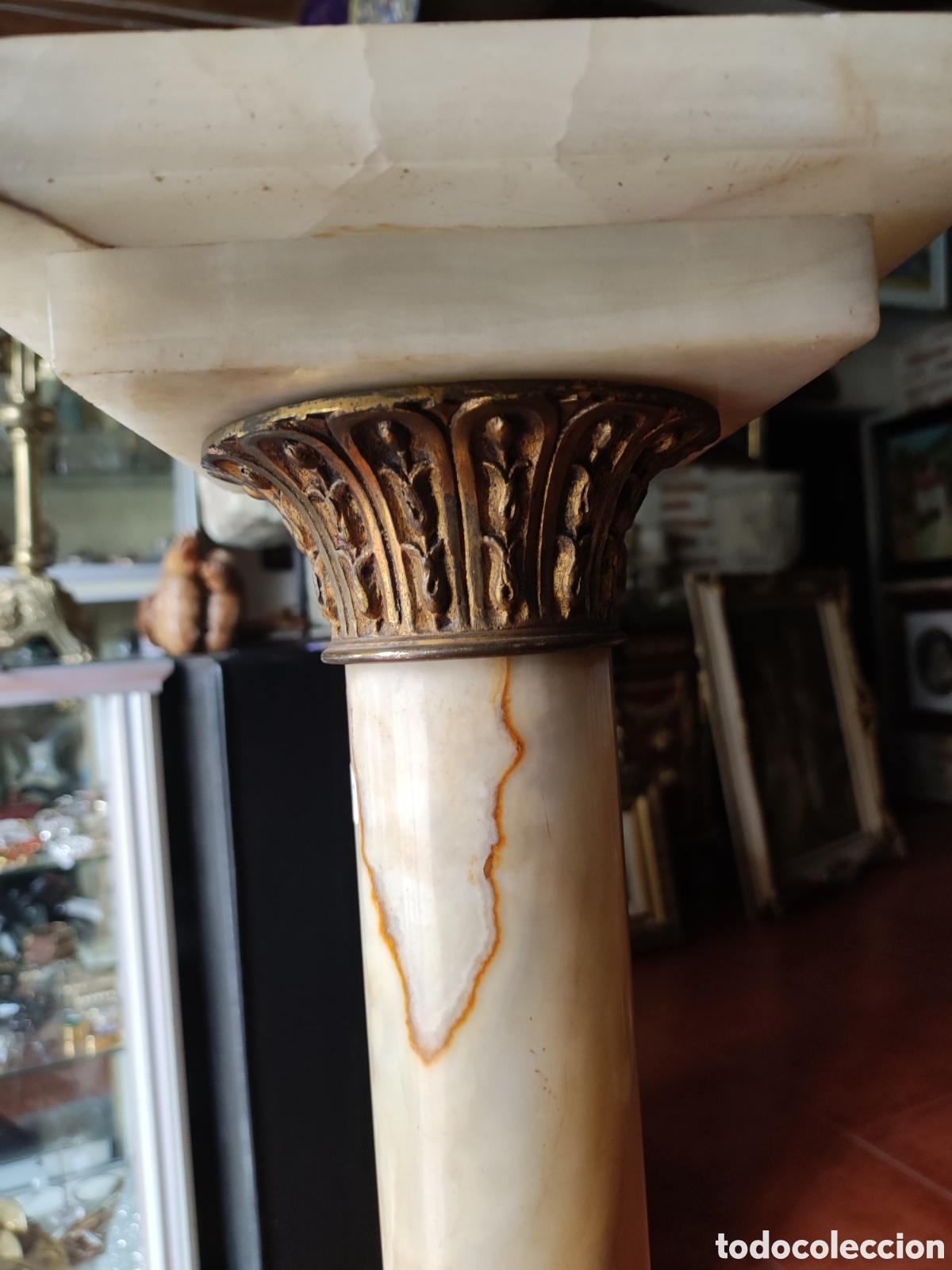 Antig&uuml;edades: Pedestal de alabastro XIX - Foto 3