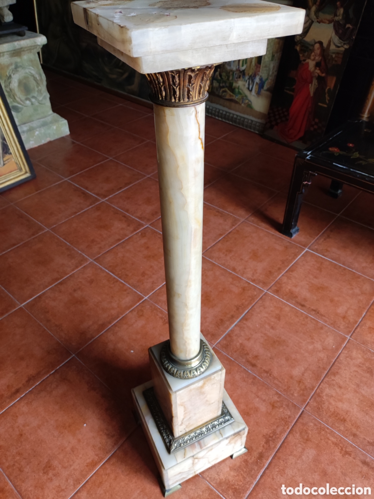 Antig&uuml;edades: Pedestal de alabastro XIX - Foto 1