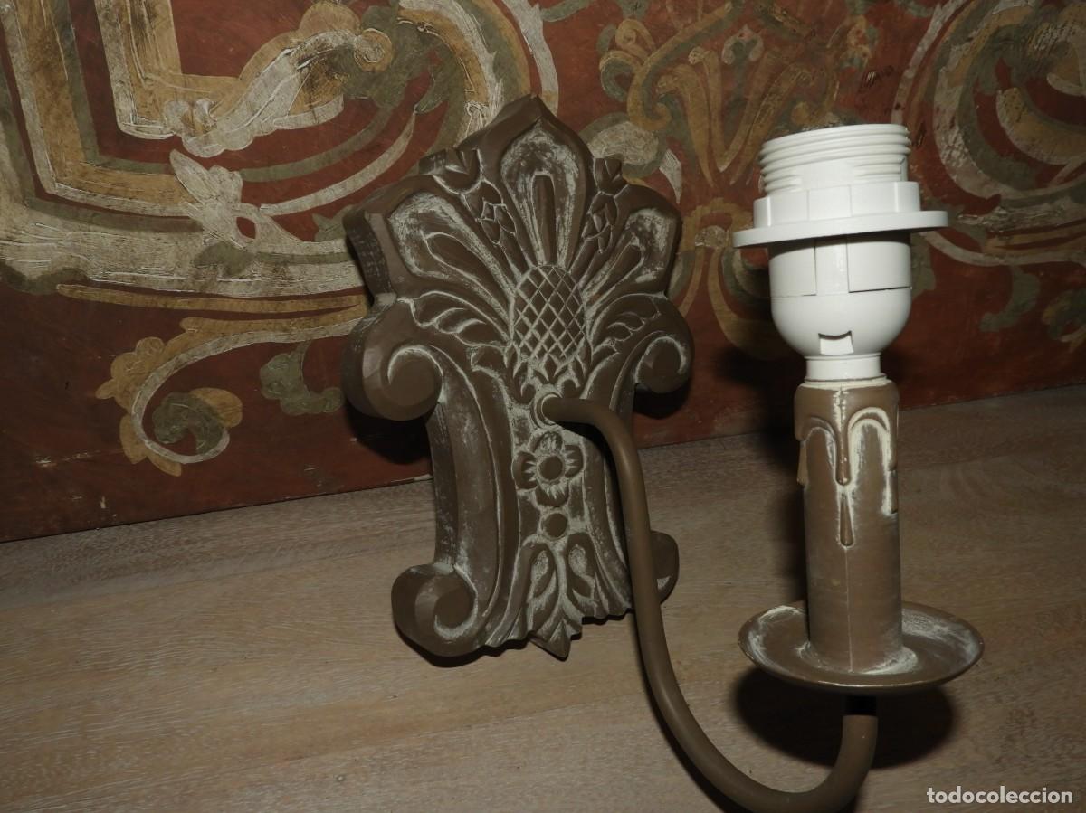 Antig&uuml;edades: APLIQUE DE PARED DE MADERA CON UNA VELA - Foto 5
