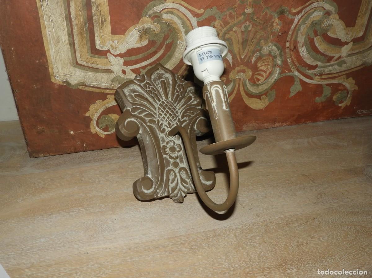 Antig&uuml;edades: APLIQUE DE PARED DE MADERA CON UNA VELA - Foto 6