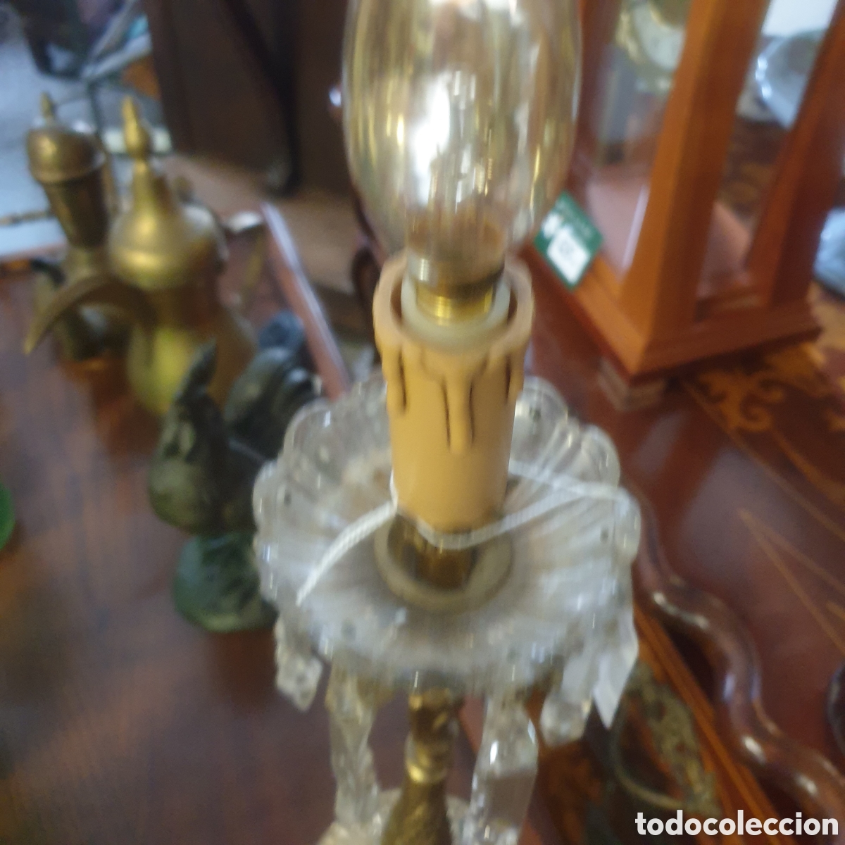 Antig&uuml;edades: Fant&aacute;stica l&aacute;mpara de Bronce y Cristal - Foto 3