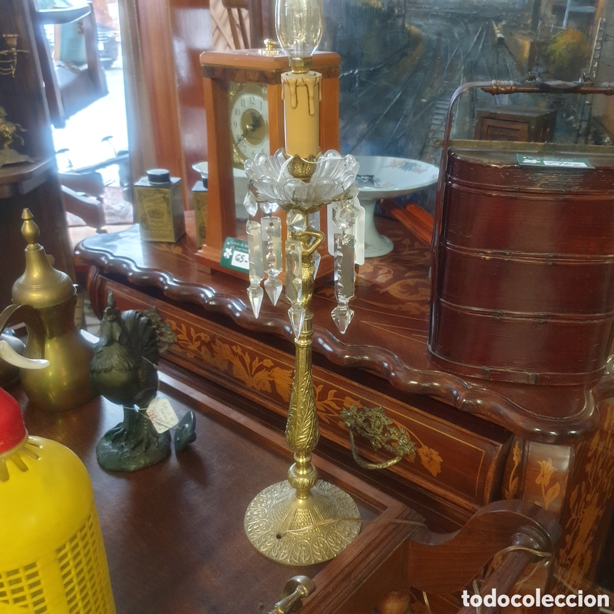 Antig&uuml;edades: Fant&aacute;stica l&aacute;mpara de Bronce y Cristal - Foto 1