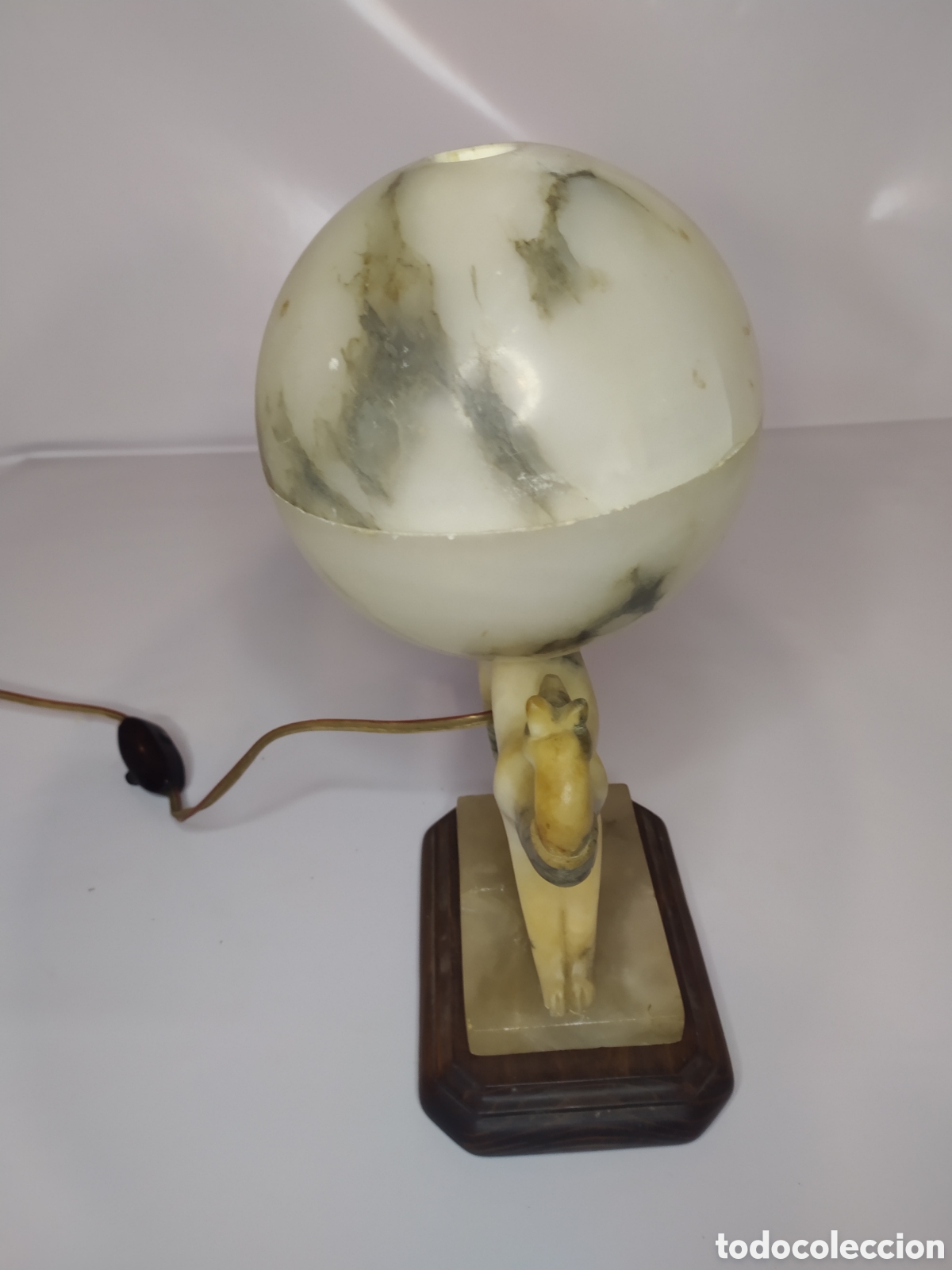 Antig&uuml;edades: L&aacute;mpara alabastro art deco - Foto 5