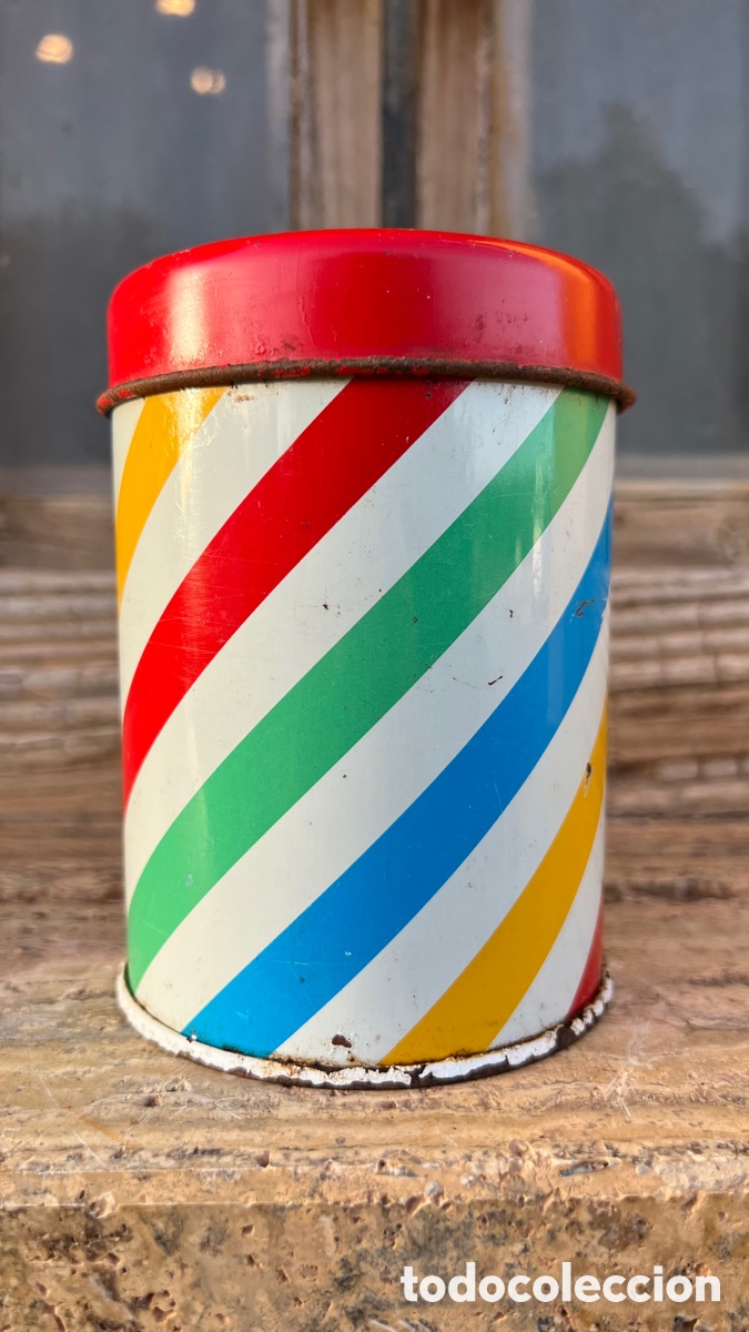Antiguidades: ANTIGUO ENVASE BOTE LATA DE COLORES VINTAGE