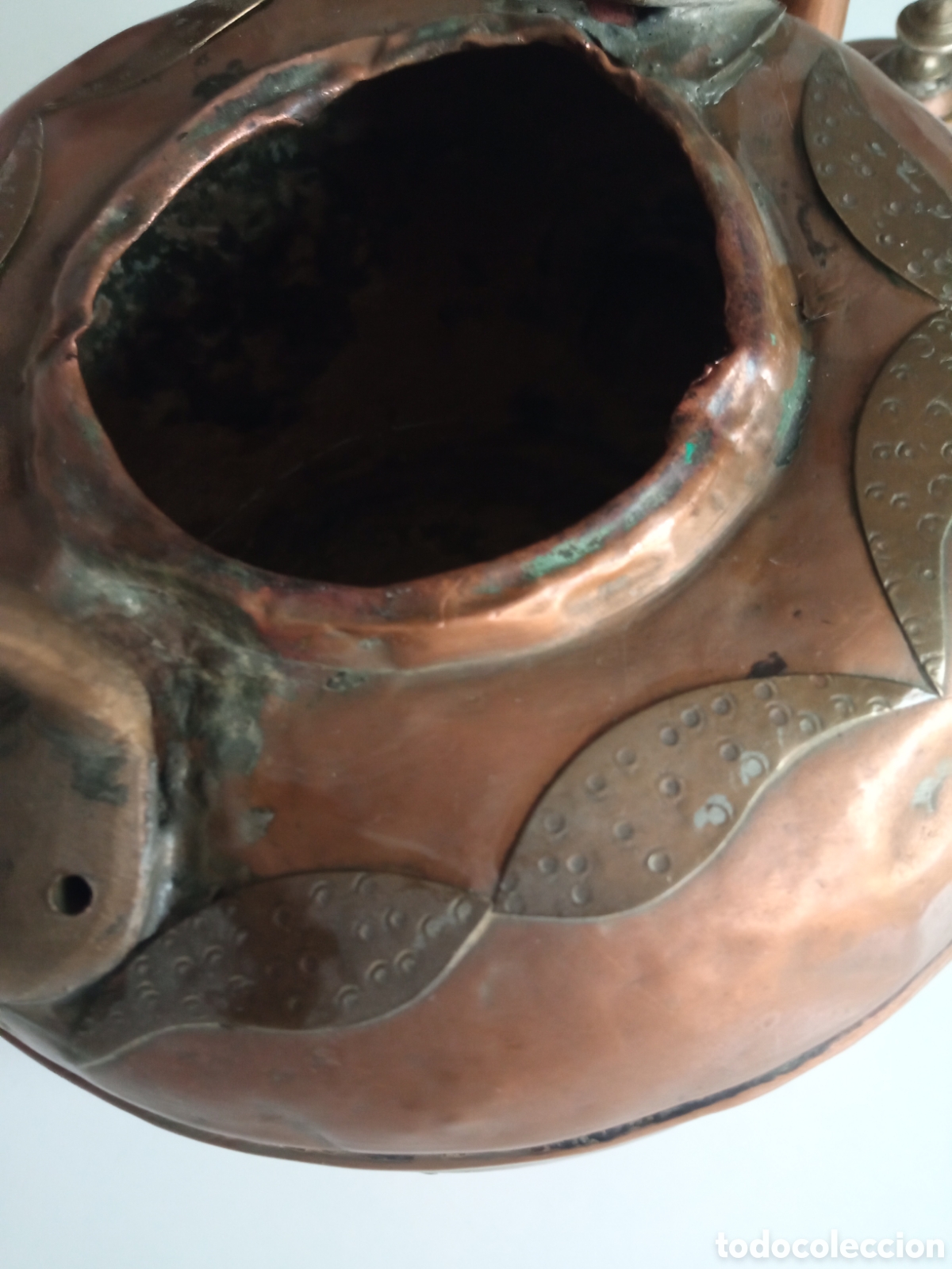 Antig&uuml;edades: Antigua tetera inglesa de cobre y bronce - Foto 8