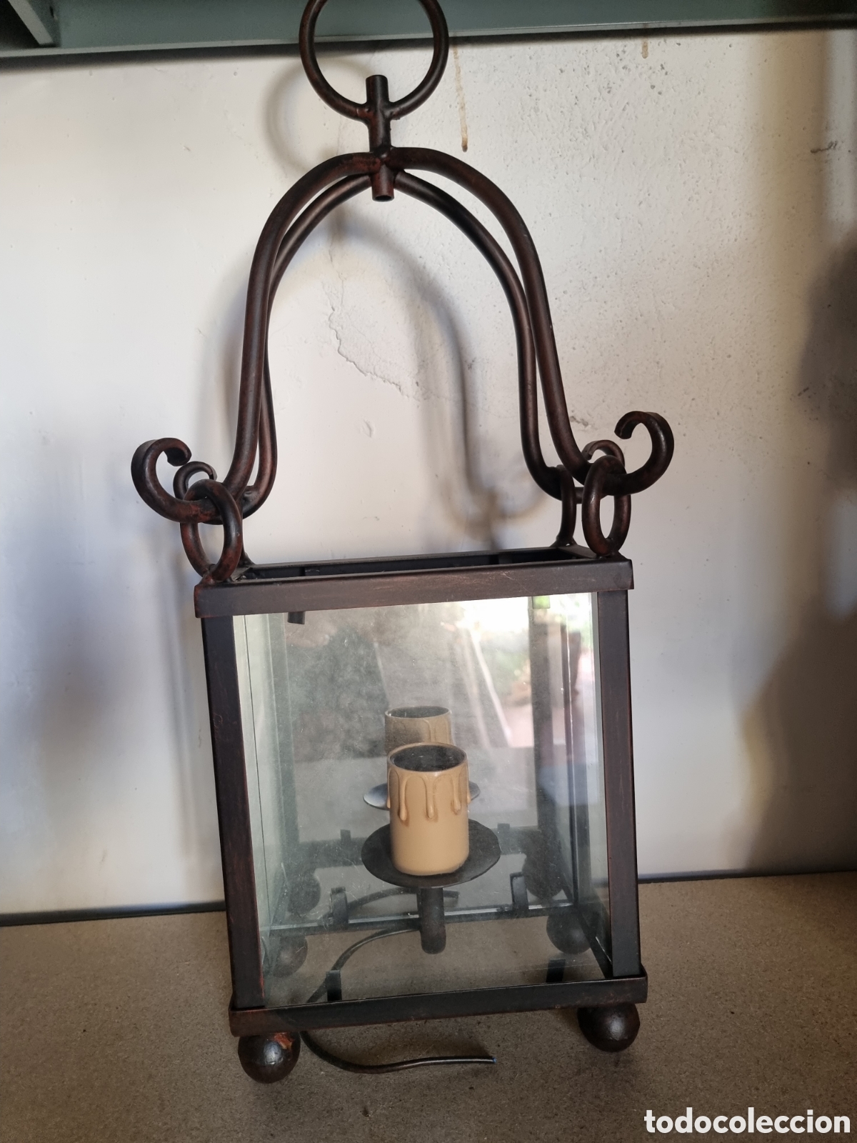 Antig&uuml;edades: Farol de pared tipo aplique echo a fragua - Foto 1