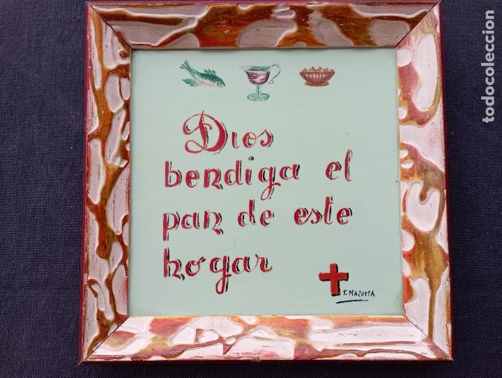 Antig&uuml;edades: DIOS BENDIGA ESTE HOGAR.MADE IN SPAIN. - Foto 1