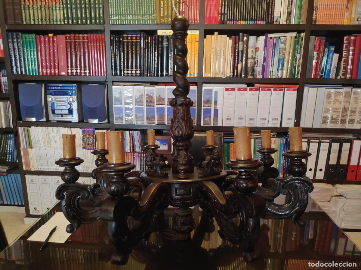 Antig&uuml;edades: Lampara de caoba tallada - Foto 2