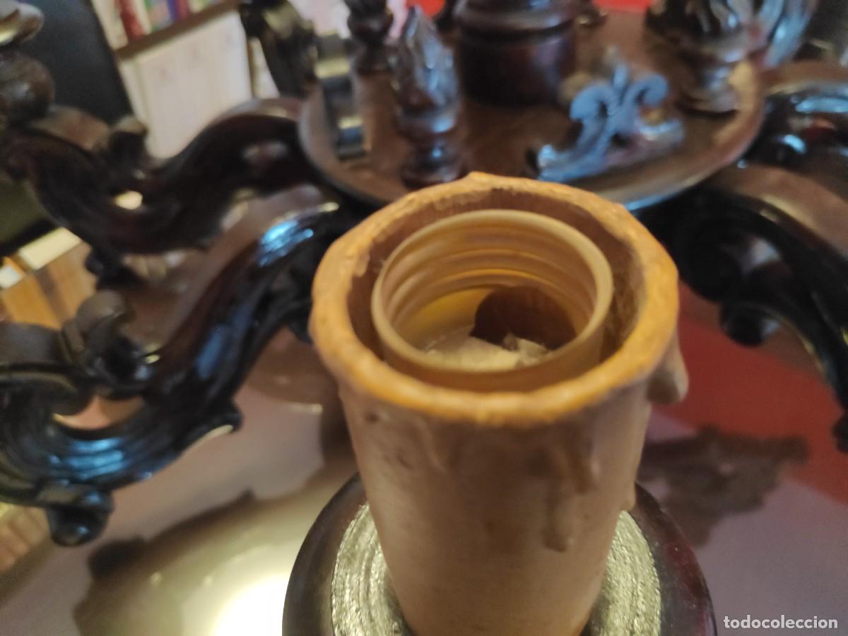 Antig&uuml;edades: Lampara de caoba tallada - Foto 7