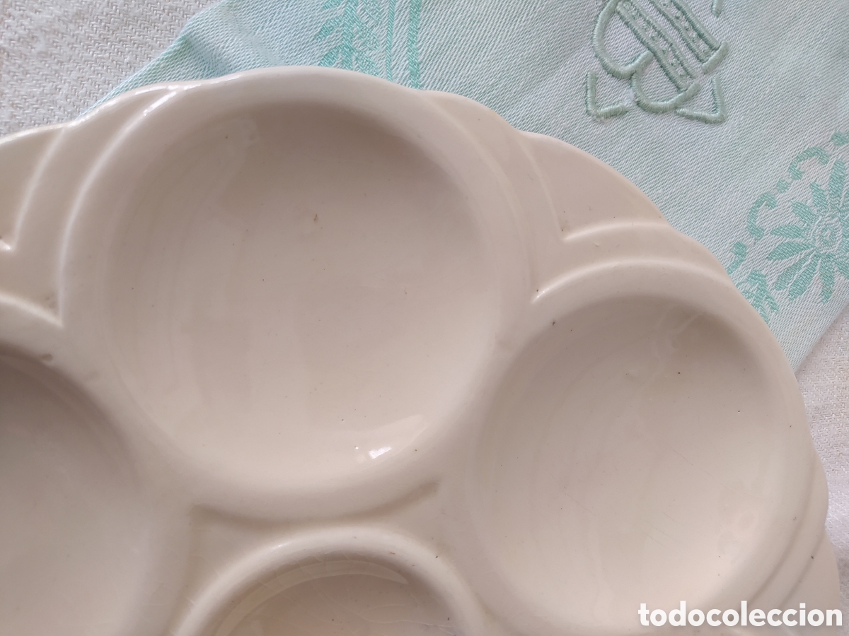 Antig&uuml;edades: Plato de servir huevos Sarreguemines gres cer&aacute;mico - Foto 4
