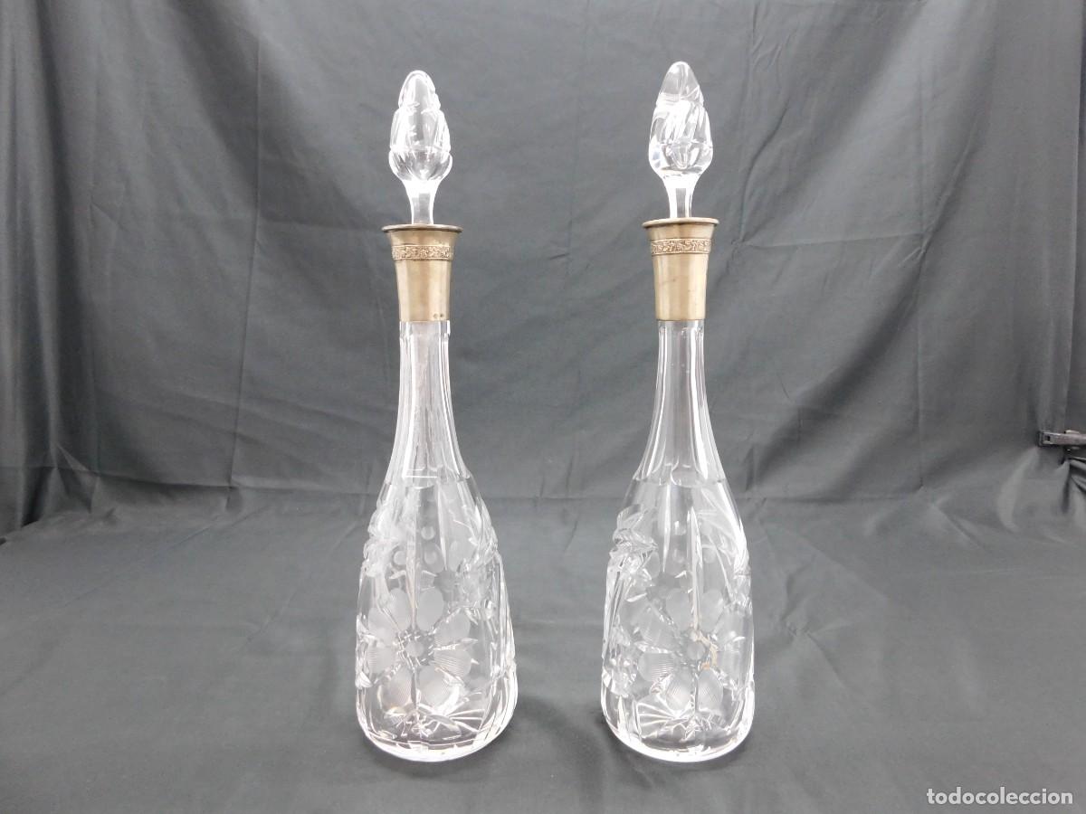 Antig&uuml;edades: Pareja botellas cristal y plata - Foto 1