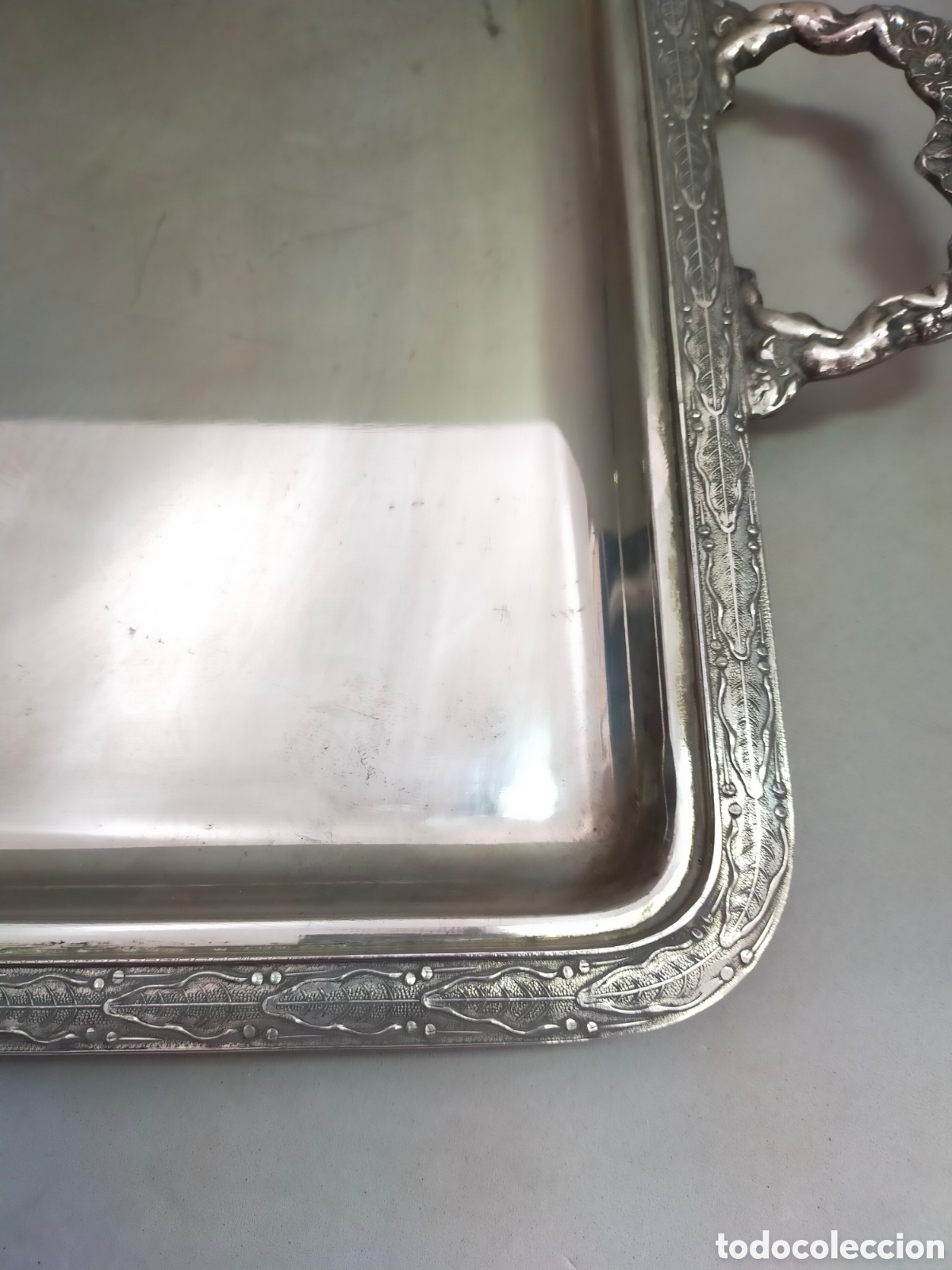 Antig&uuml;edades: BANDEJA CON 2 ASAS EN METAL PLATEADO. - Foto 7