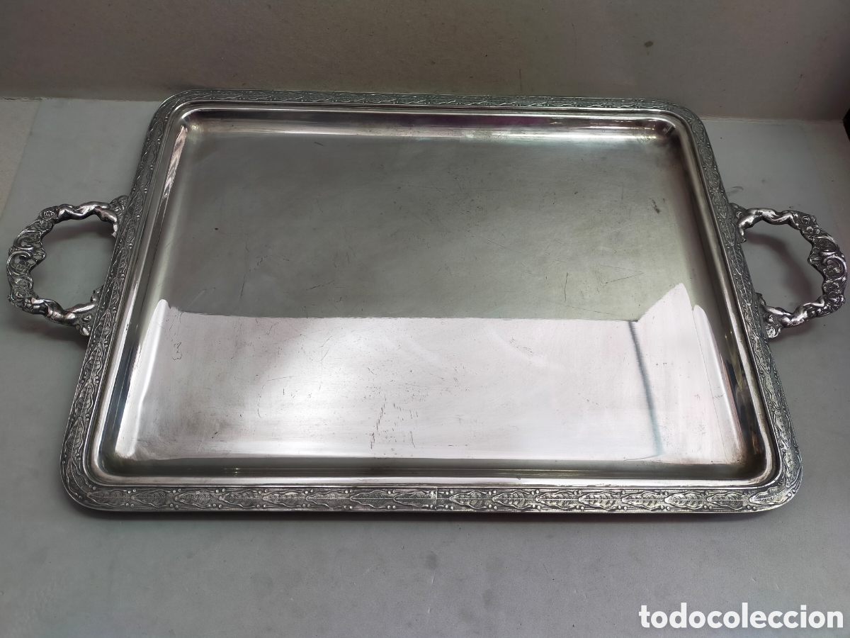 Antig&uuml;edades: BANDEJA CON 2 ASAS EN METAL PLATEADO. - Foto 8