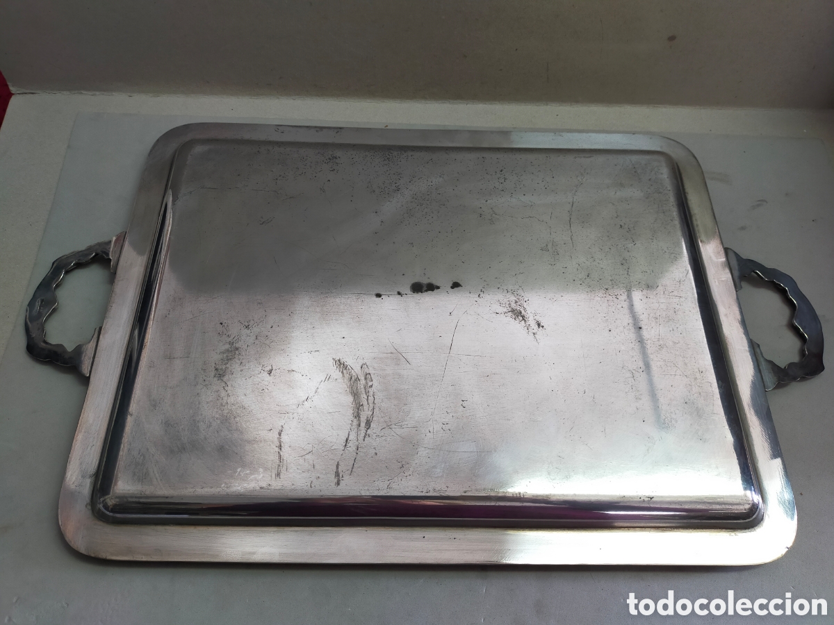 Antig&uuml;edades: BANDEJA CON 2 ASAS EN METAL PLATEADO. - Foto 9