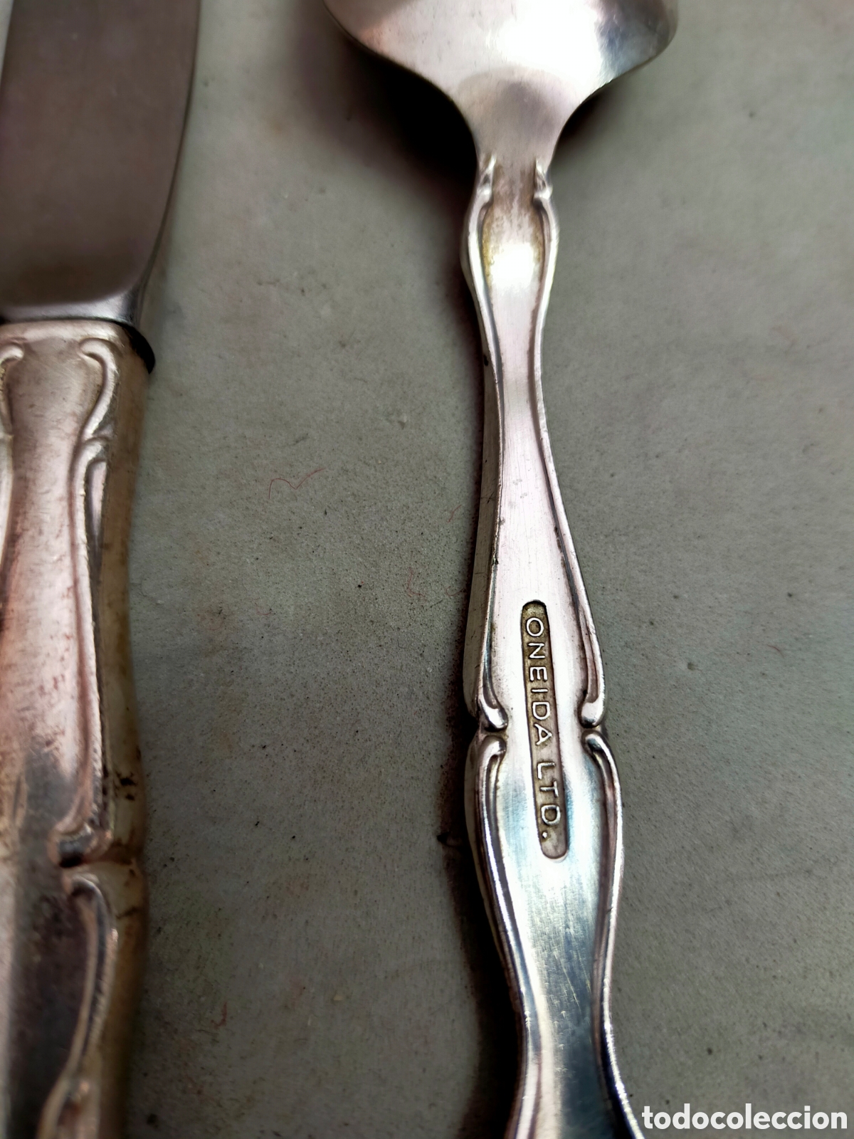 Antig&uuml;edades: CUBIERTOS, CUCHILLO Y CUCHARA ONEIDA. - Foto 3