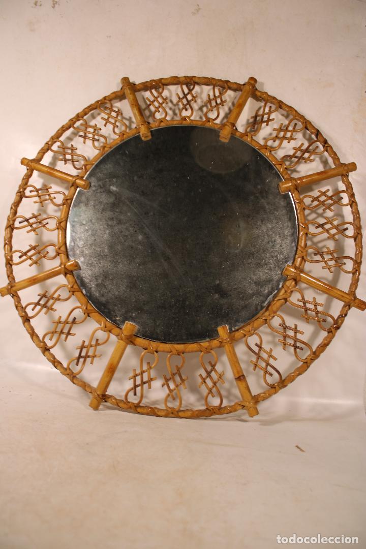 Antig&uuml;edades: espejo sol de mimbre - Foto 4