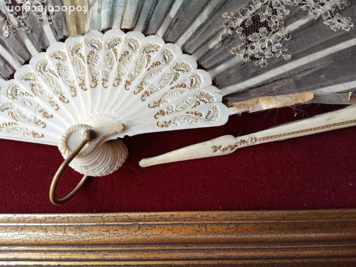 Antig&uuml;edades: ANTIGUO ABANICO ENMARCADO - Foto 6