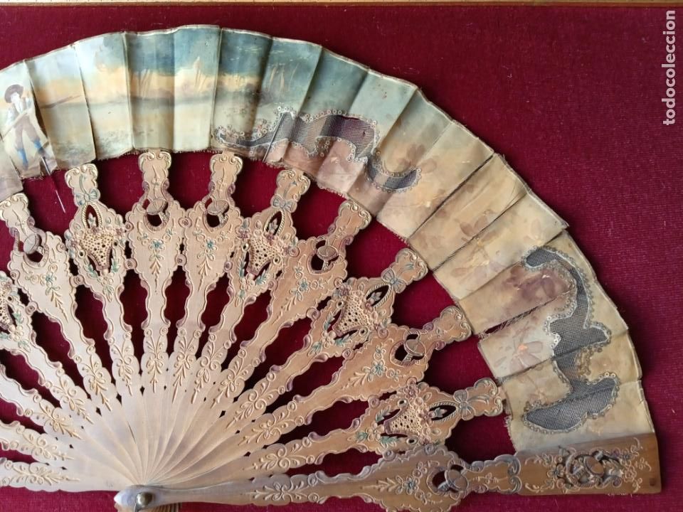Antig&uuml;edades: ANTIGUO ABANICO ENMARCADO - Foto 3