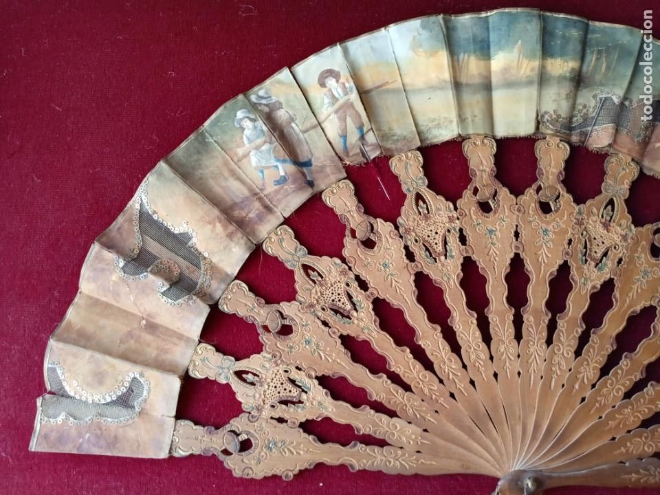 Antig&uuml;edades: ANTIGUO ABANICO ENMARCADO - Foto 4