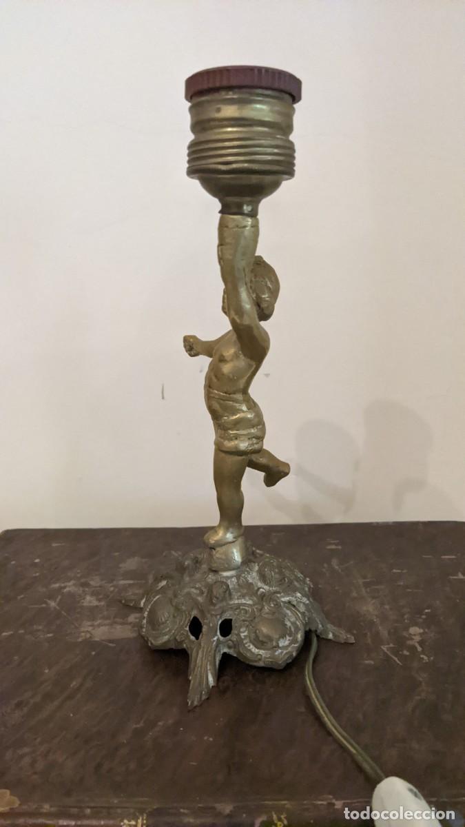 Antig&uuml;edades: ANTIGUA LAMPARA BRONCE QUERUB&Iacute;N PUTIN - Foto 5