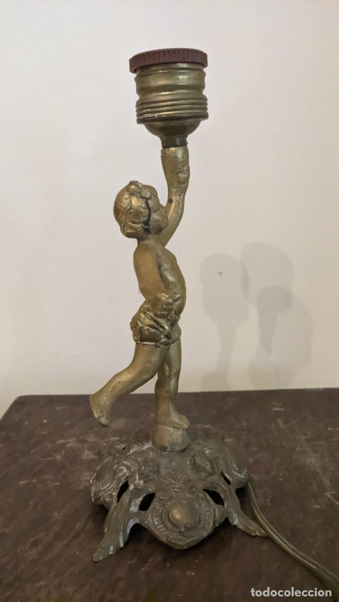 Antig&uuml;edades: ANTIGUA LAMPARA BRONCE QUERUB&Iacute;N PUTIN - Foto 6