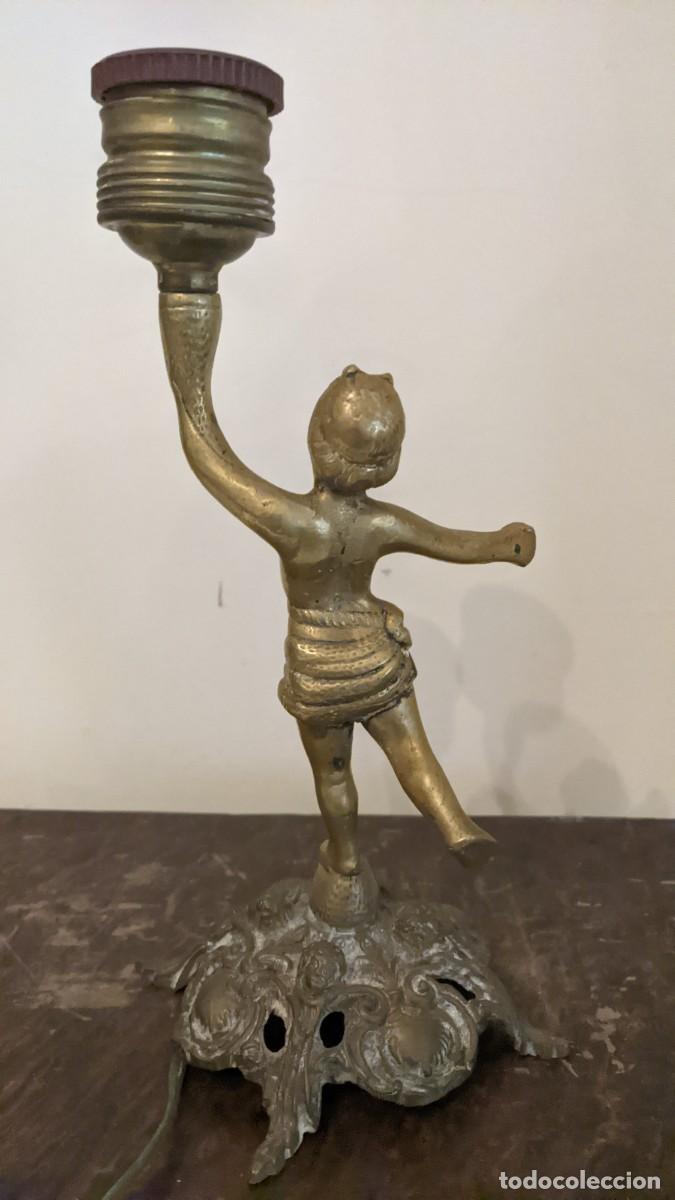 Antig&uuml;edades: ANTIGUA LAMPARA BRONCE QUERUB&Iacute;N PUTIN - Foto 7