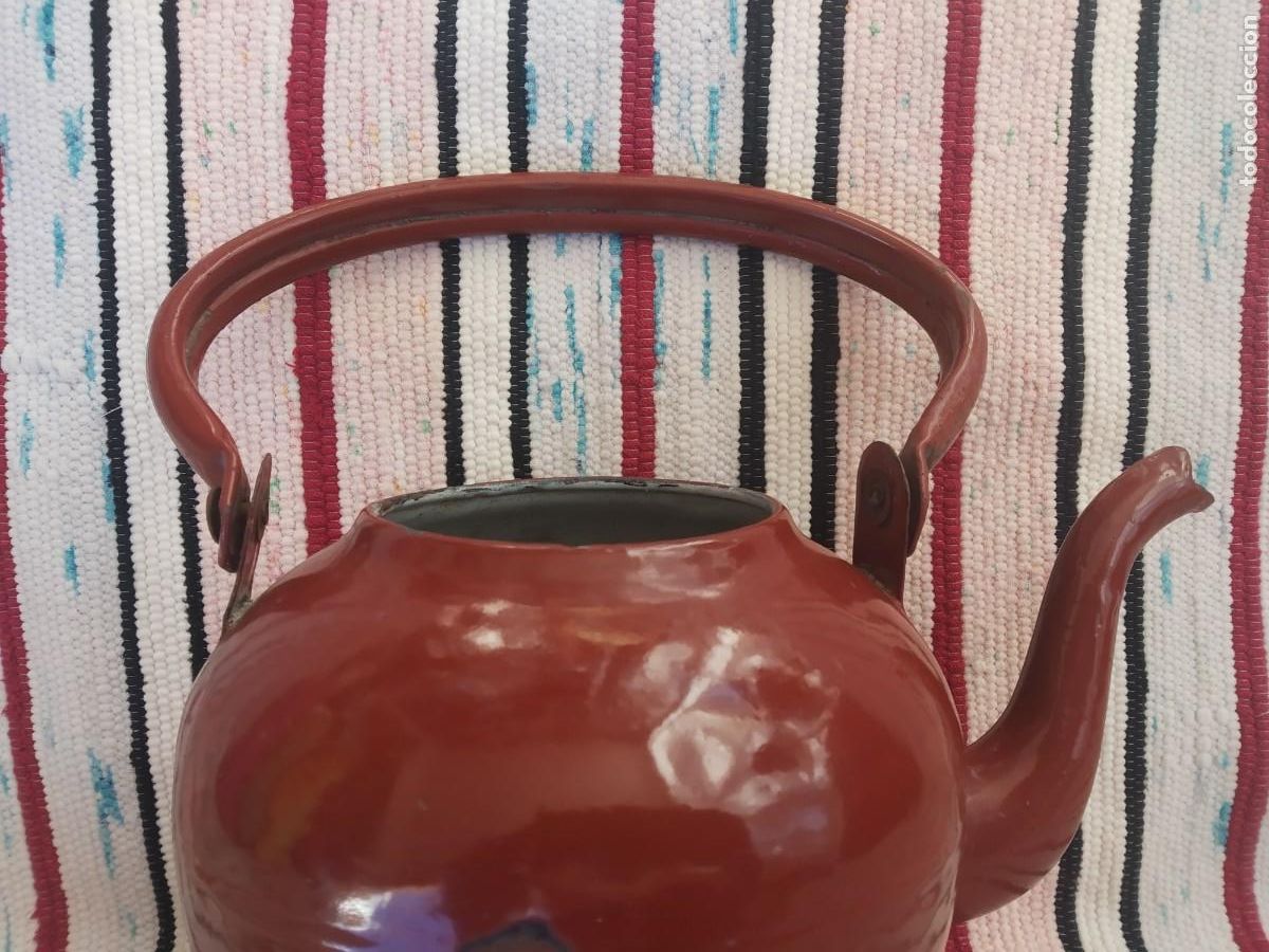 Antig&uuml;edades: CAFETERA - TETERA ESMALTADA PORCELANA - Foto 3