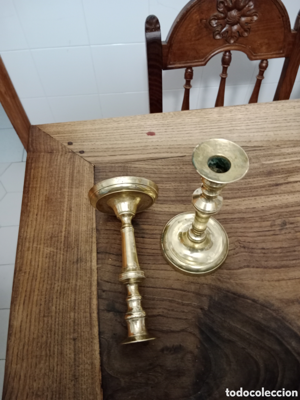 Antig&uuml;edades: Pareja de Candelabros de bronce - Foto 2