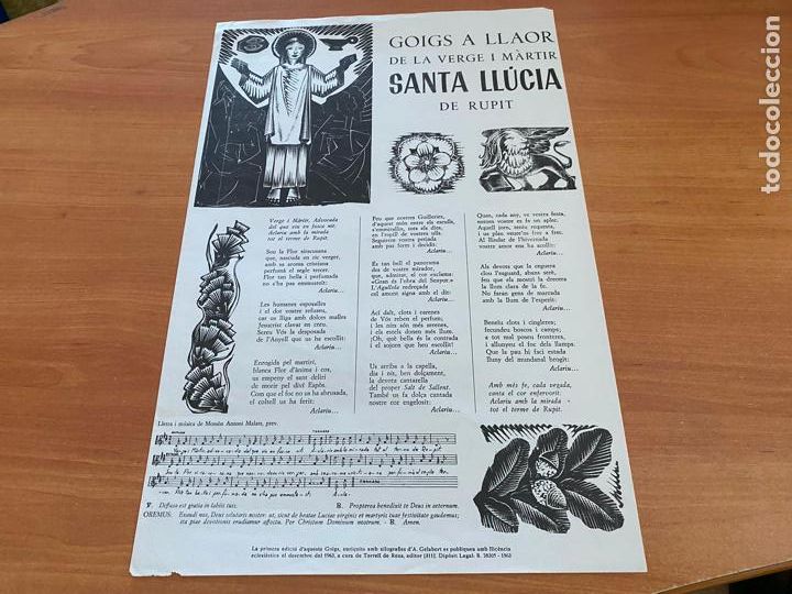 Antiguidades: GOIGS A LLAOR DE VERGE MARTIR SANTA LLUCIA DE RUPIT 1963 (AB-6)