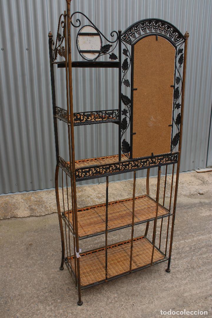 Antig&uuml;edades: consola plegable con espejo de forja y bamb&uacute; - Foto 7
