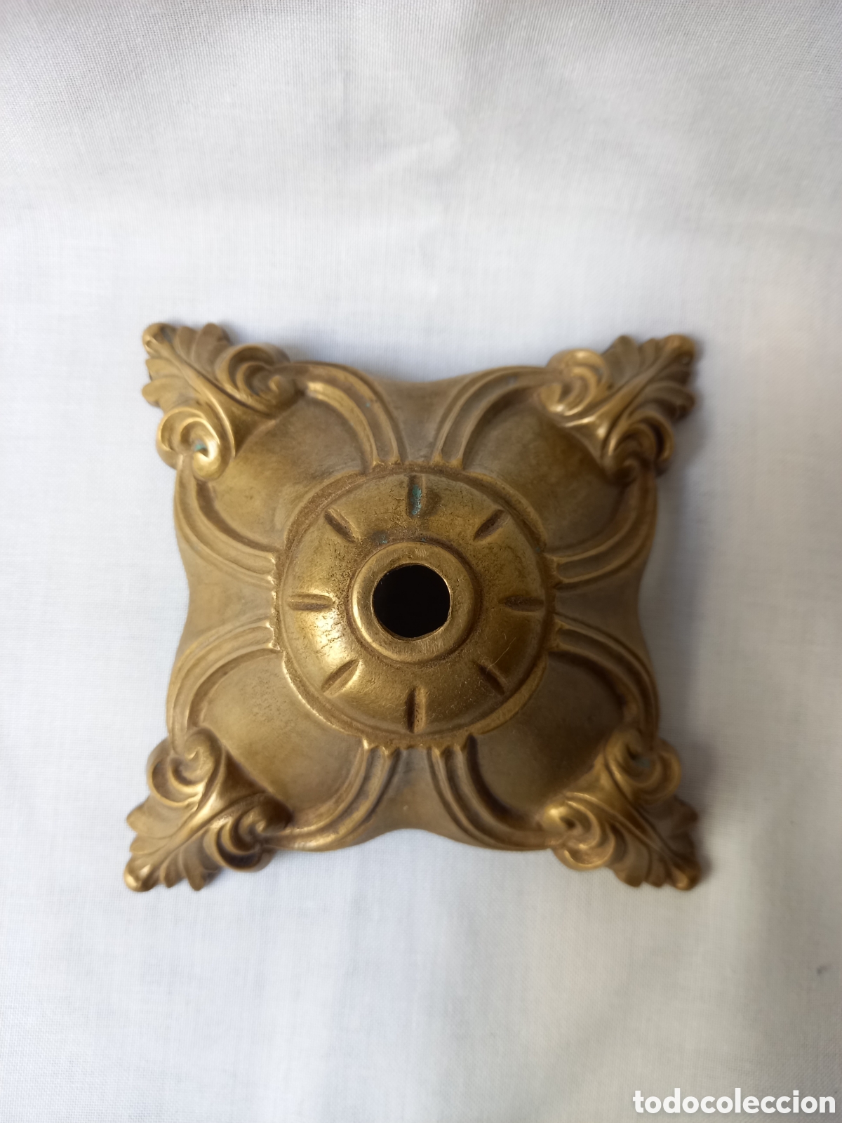 Antig&uuml;edades: PIEZA PIE/BASE DE L&Aacute;MPARA. BRONCE. - Foto 2