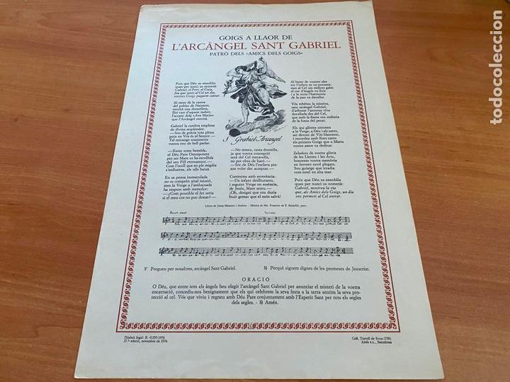 Antiques: GOIGS A LLAOR DE L'ARCANGEL SANT GABRIEL PATRO AMICS GOIG 1976 (AB-6)