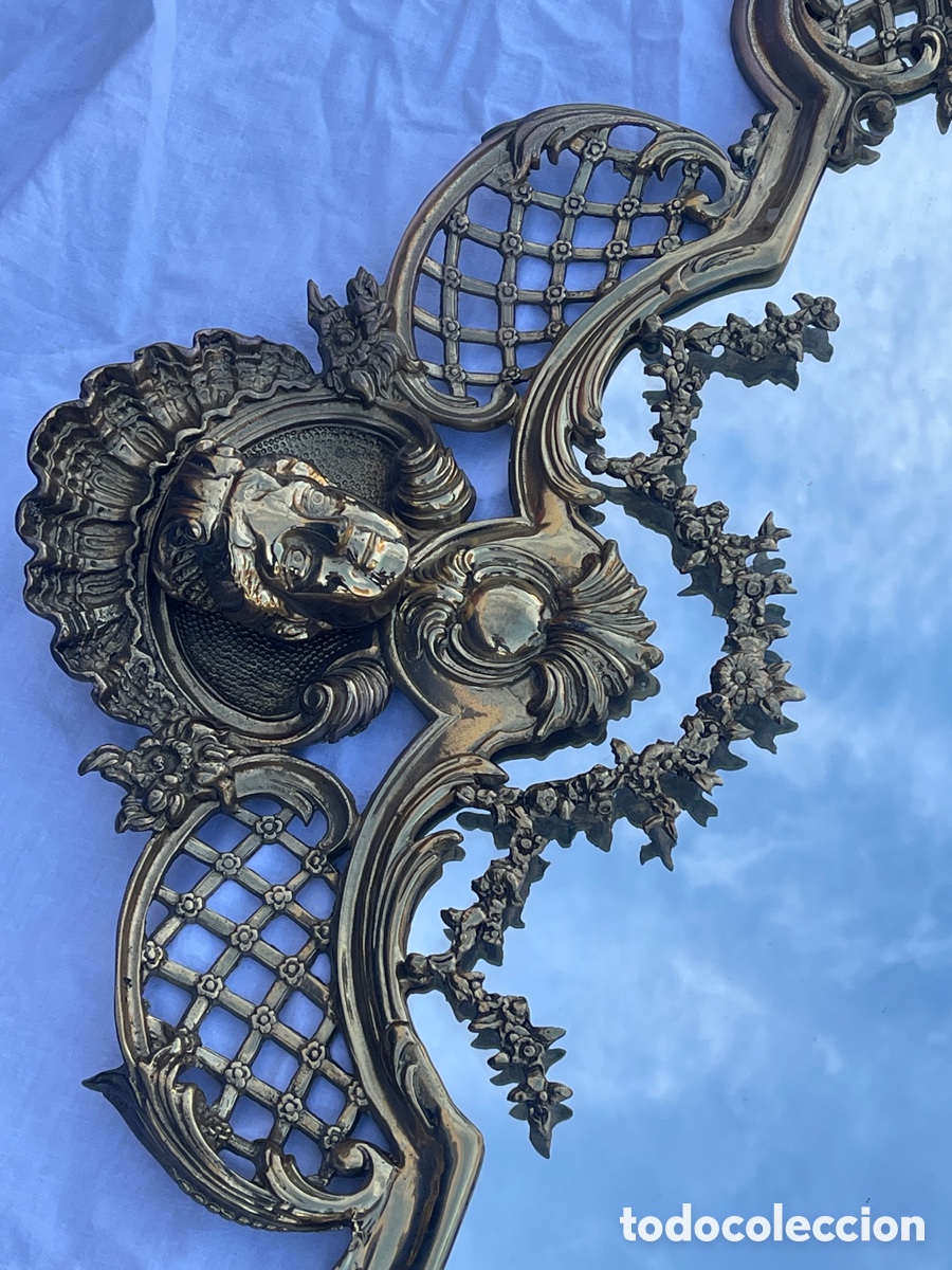 Antig&uuml;edades: ESPEJO DE ESTILO MODERNISTA DE BRONCE MACIZO - Foto 2