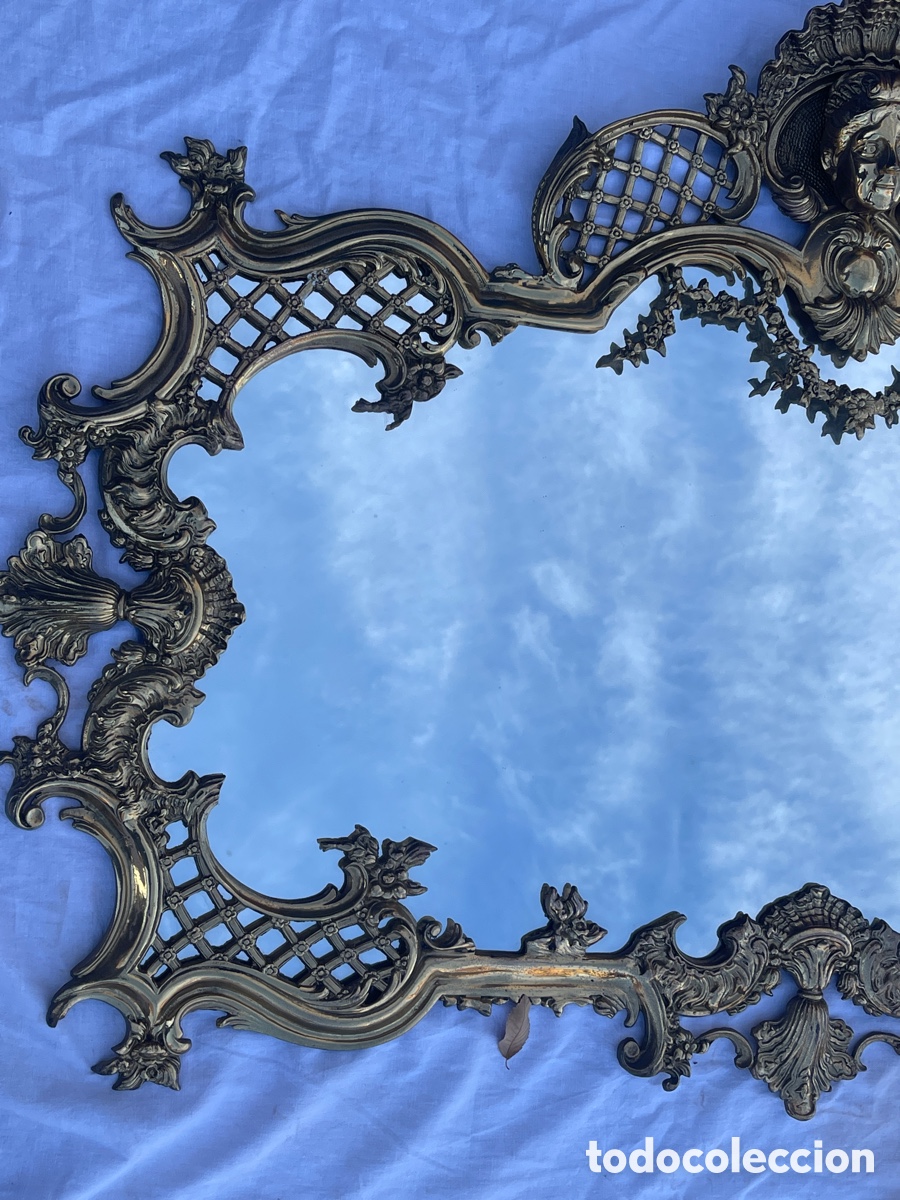 Antig&uuml;edades: ESPEJO DE ESTILO MODERNISTA DE BRONCE MACIZO - Foto 3