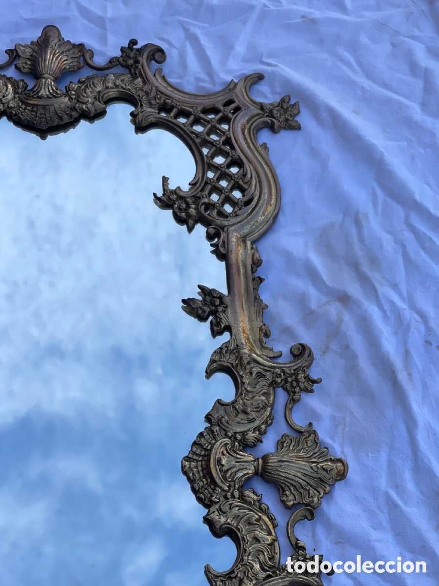 Antig&uuml;edades: ESPEJO DE ESTILO MODERNISTA DE BRONCE MACIZO - Foto 4