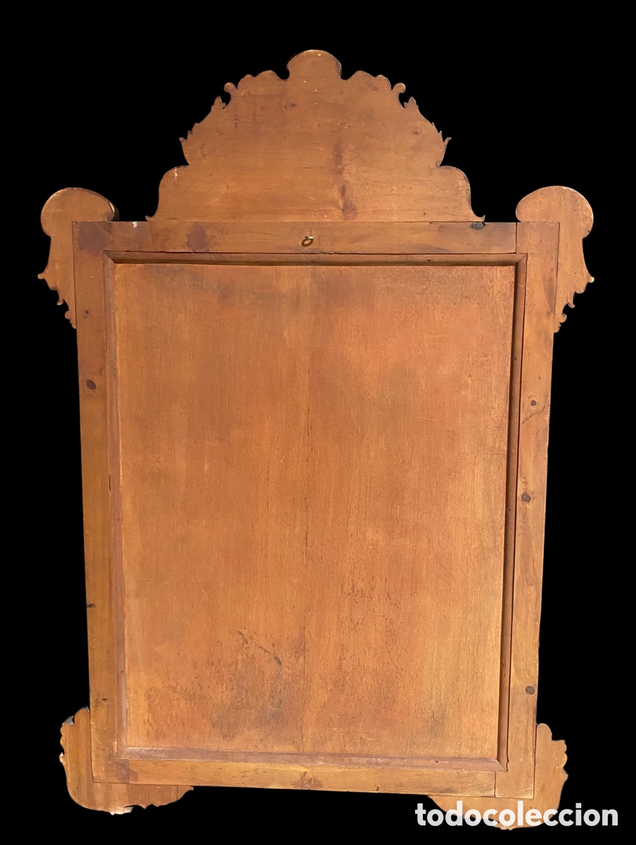 Antig&uuml;edades: Plaf&oacute;n de madera con marqueter&iacute;a el Angel de la Guarda - Foto 2