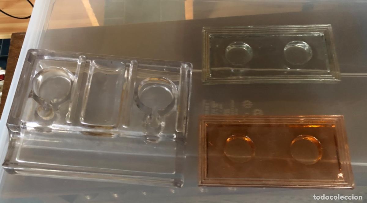 Antig&uuml;edades: Porta tinteros de cristal 3 - Foto 1