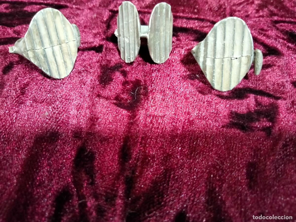 Antig&uuml;edades: antiguo juego de gemelos con anillo para corbata - Foto 2