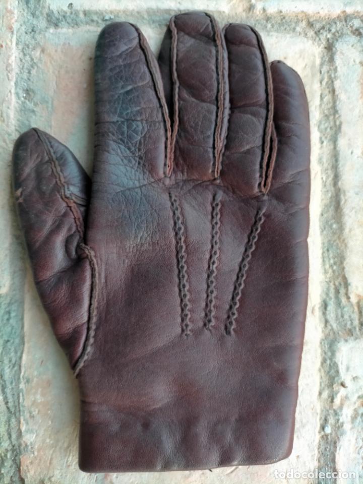 Antiguidades: Guante de piel antiguo invierno motorista para moto mano derecha