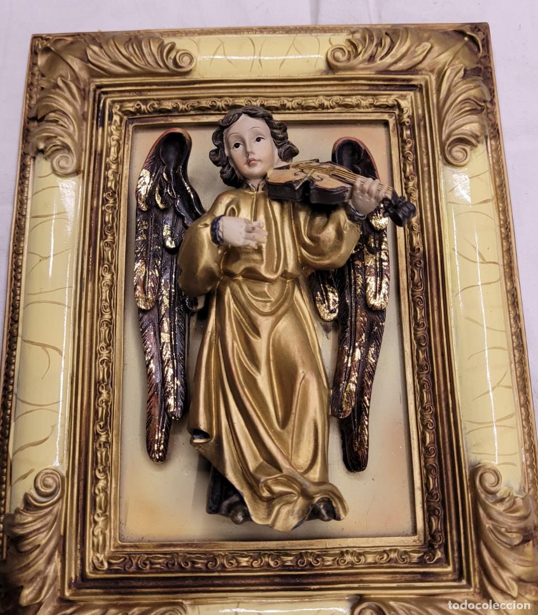 Antig&uuml;edades: ANT&Iacute;GUO CUADRO EN RELIEVE DE &Aacute;NGEL TOCANDO EL VIOL&Iacute;N - Foto 6