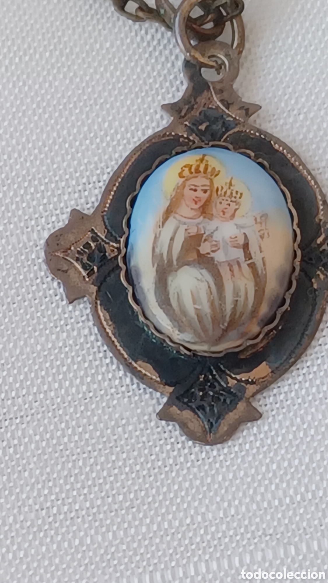 Antig&uuml;edades: Antigua medalla virgen esmaltada - Foto 2