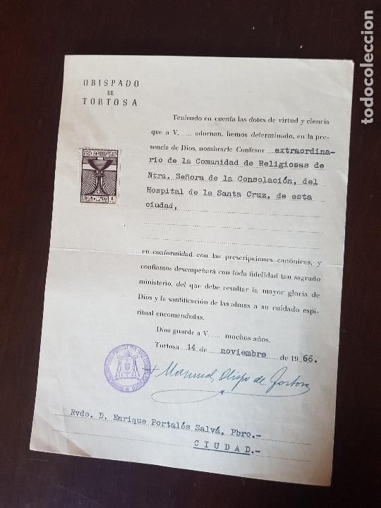 Antiques: OBISPADO DE TORTOSA DR.D.EMMANUEL MOLL SALORD